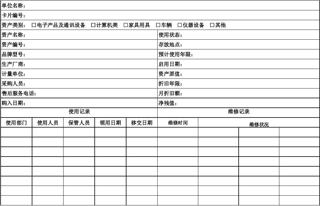 如何高效管理各类资产？基于通讯设备修理的固定资产卡片模板详解